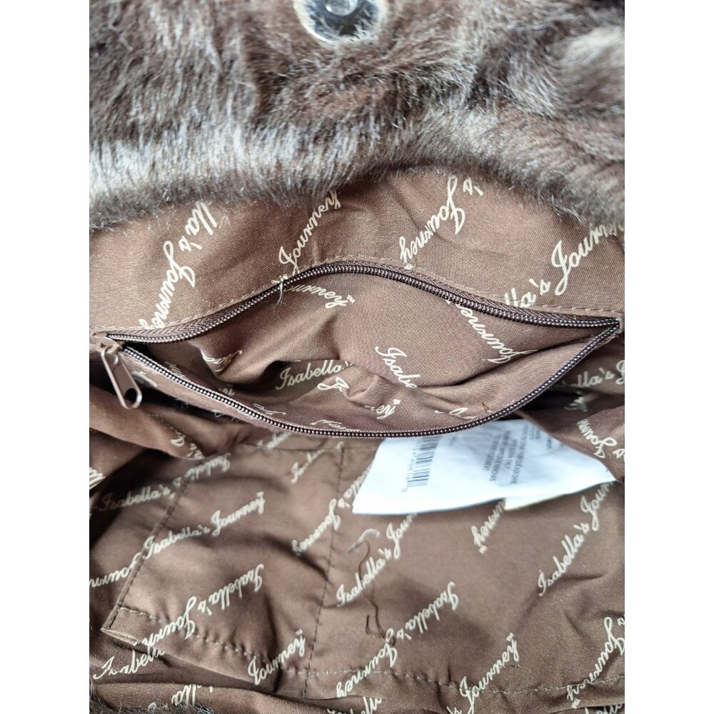 Vintage Isabella's Journey Brown Faux Fur And Sequin Bag NWOT - Picture 7 of 12